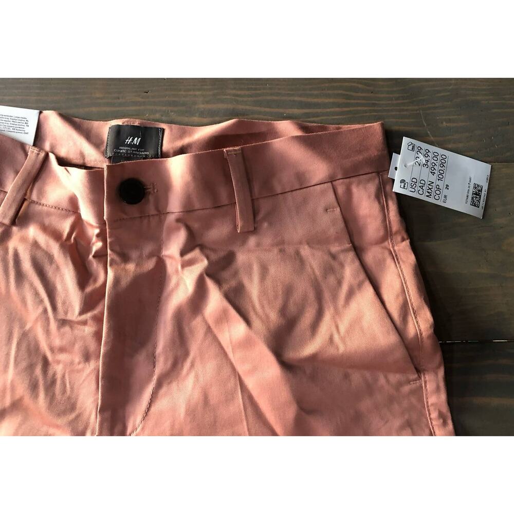 H&M men's peach/coral dress shorts standard fit size 29 NEW - Picture 2 of 4